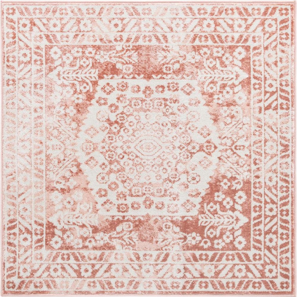 Unique Loom 4 Ft Square Rug in Pink (3155816). Picture 1