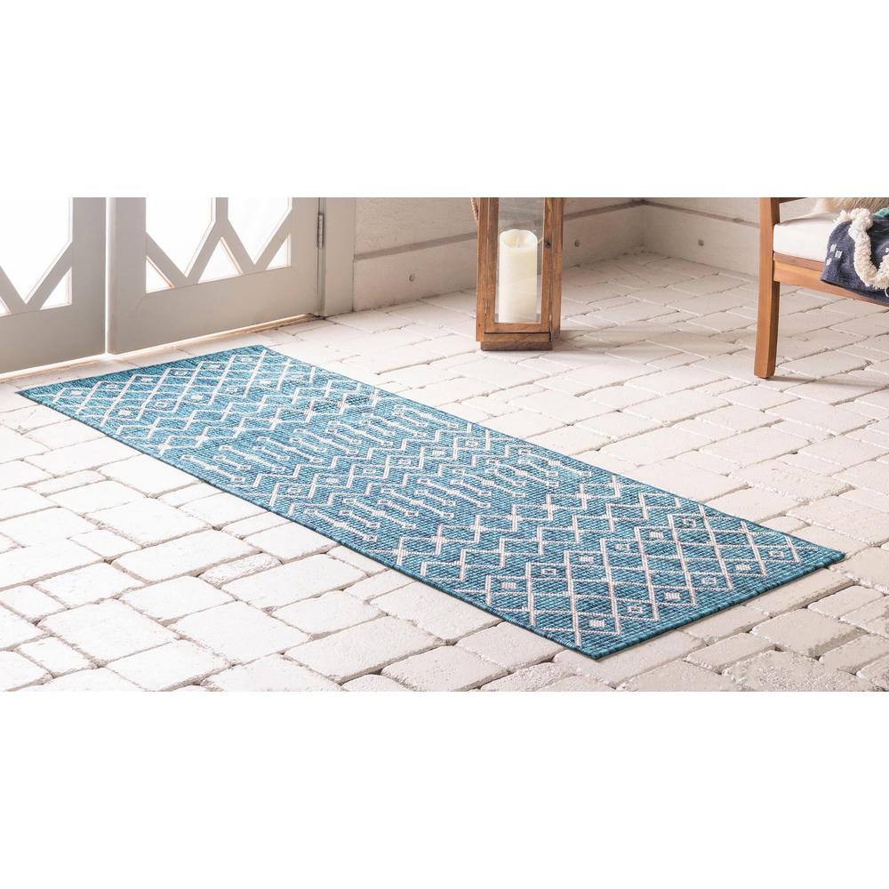 Unique Loom 8 Ft Runner in Teal (3159514). Picture 4