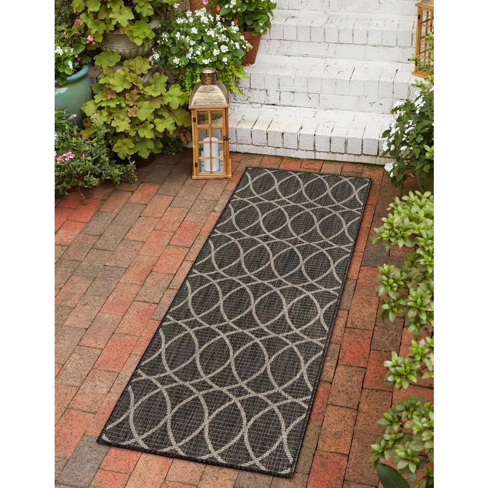 Outdoor Trellis Collection, Area Rug, Charcoal, 2' 11" x 10' 0", Runner. Picture 2