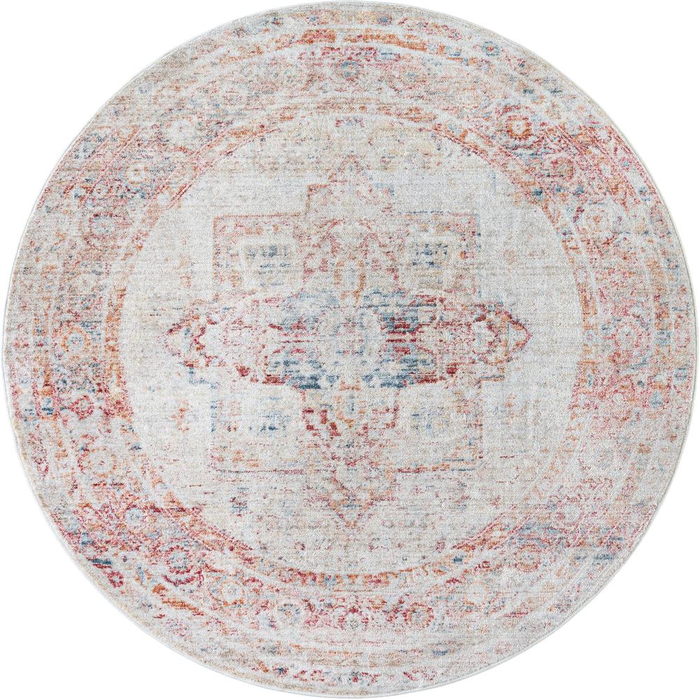 Unique Loom 4 Ft Round Rug in Red (3147920). Picture 1