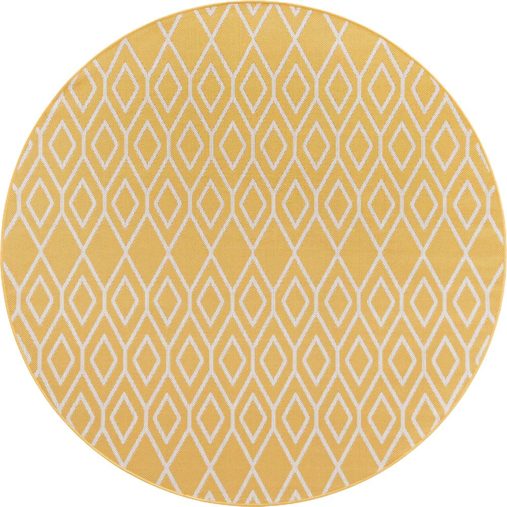 Jill Zarin Outdoor Turks and Caicos Area Rug 6' 7" x 6' 7", Round Yellow Ivory. Picture 1