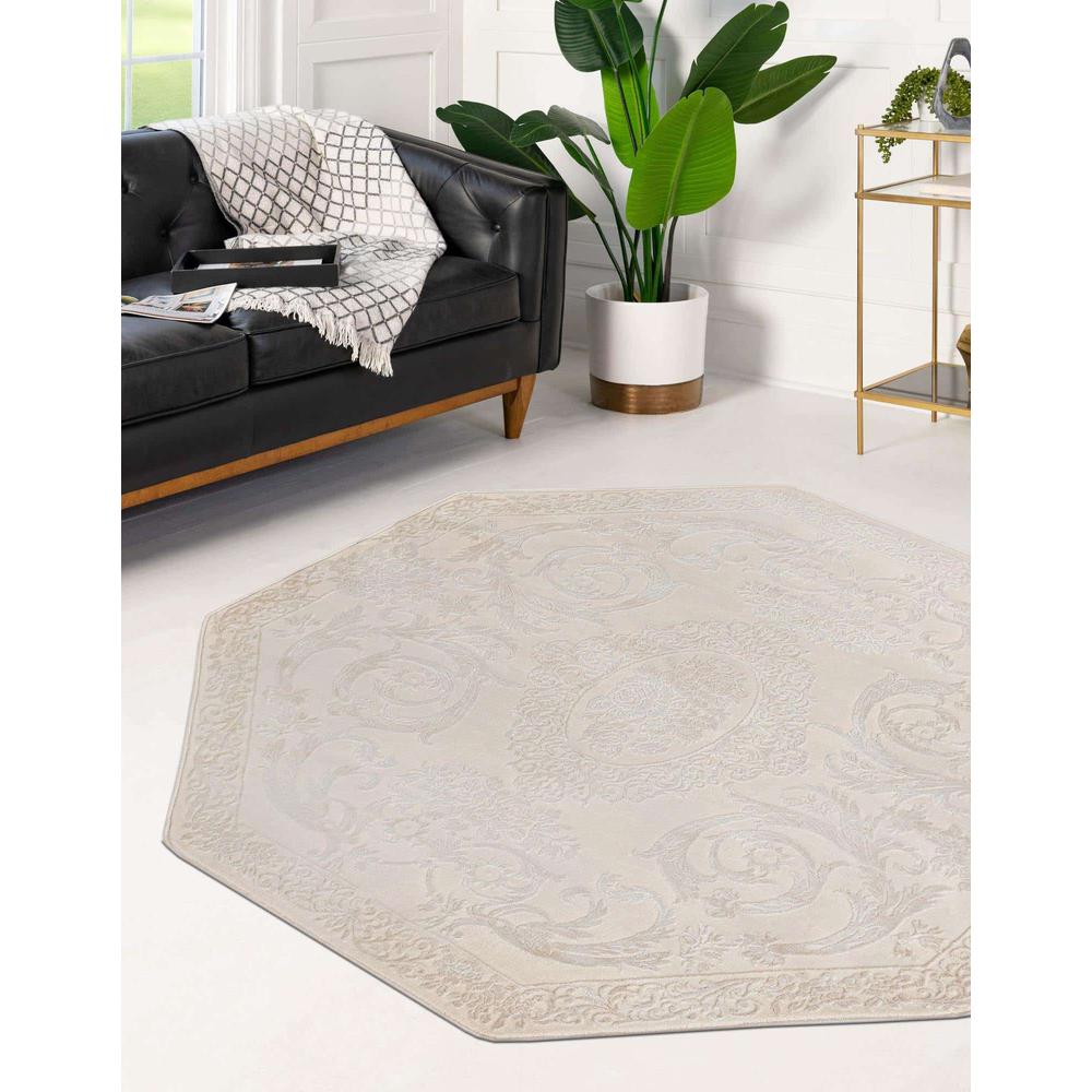 Finsbury Diana Area Rug 5' 3" x 5' 3", Octagon Ivory. Picture 3