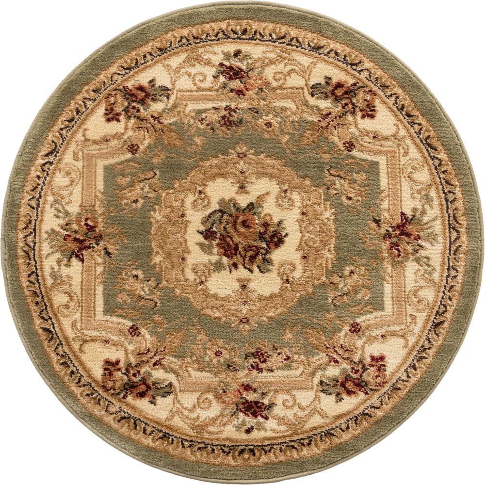 Unique Loom 3 Ft Round Rug in Green (3153881). Picture 1