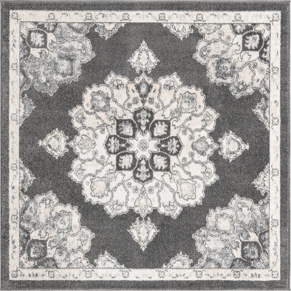 Unique Loom 5 Ft Square Rug in Charcoal (3158755). Picture 1