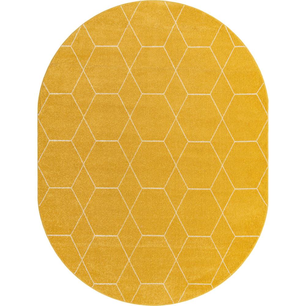 Unique Loom 8x10 Oval Rug in Yellow (3151624). Picture 1