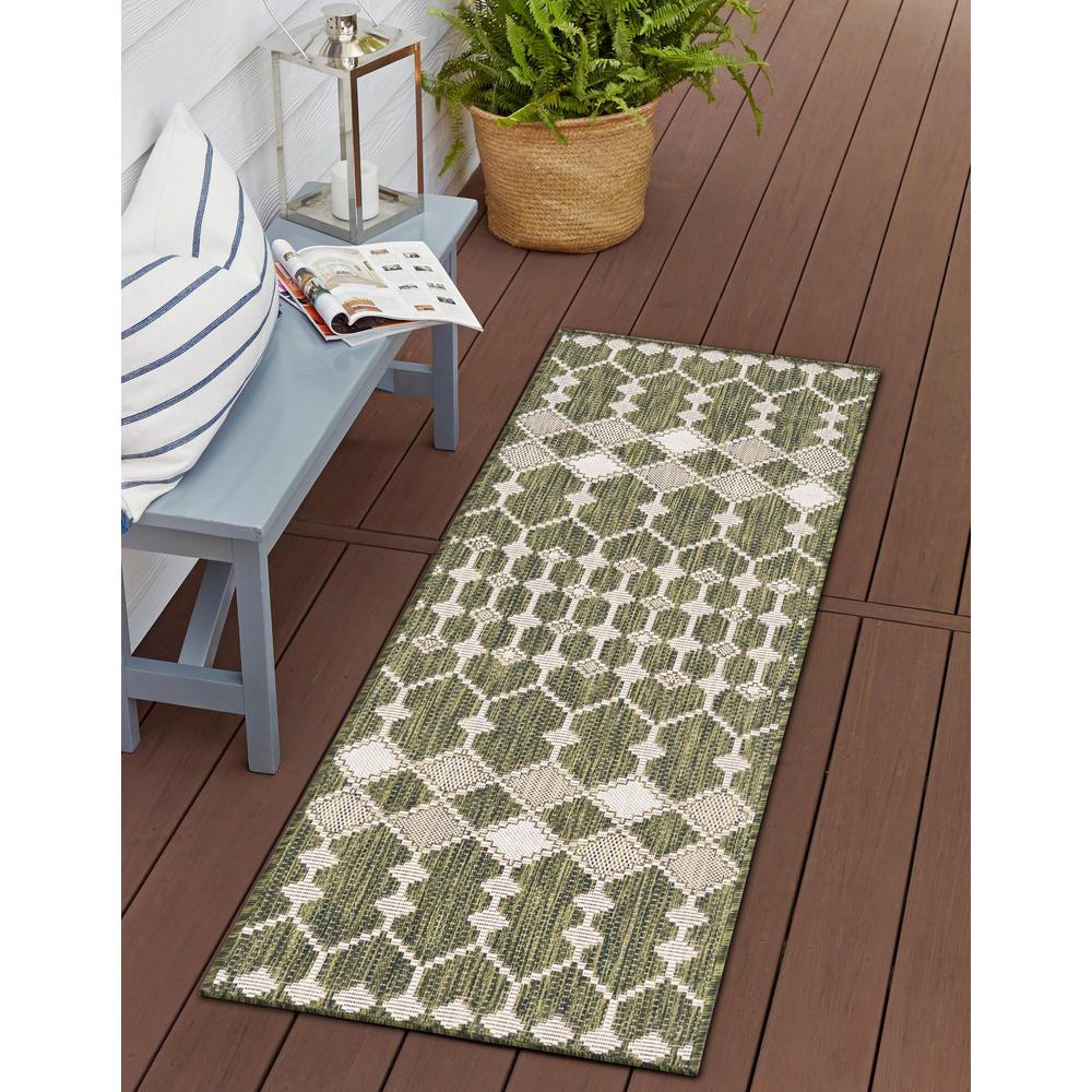 Outdoor Trellis Collection, Area Rug, Green, 2' 0" x 6' 0", Runner. Picture 2