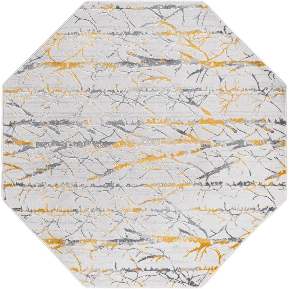 Finsbury Anne Area Rug 5' 3" x 5' 3", Octagon Yellow and Gray. Picture 1