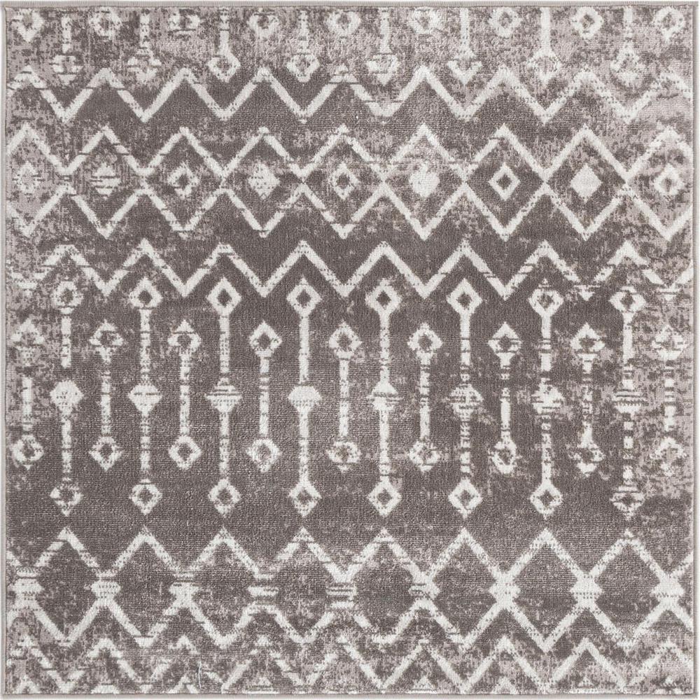 Unique Loom 4 Ft Square Rug in Gray (3161058). Picture 1
