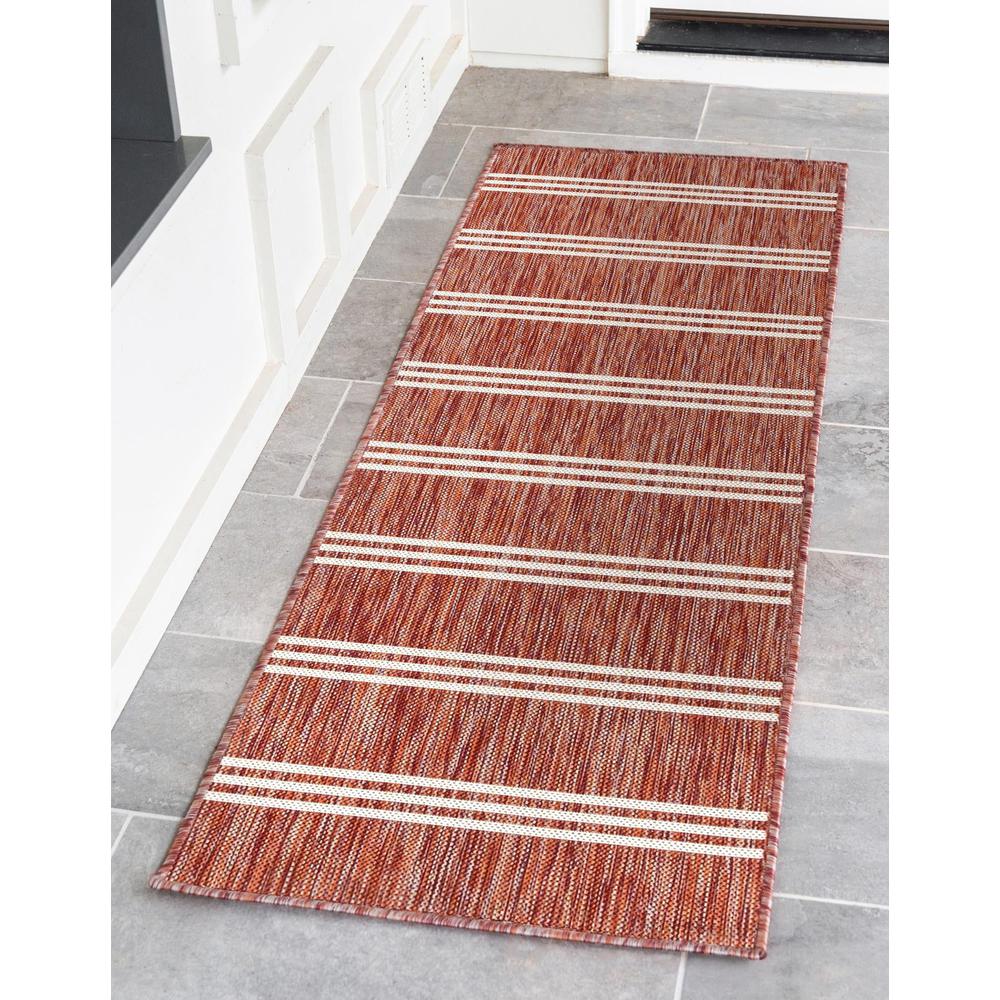 Jill Zarin Outdoor Anguilla Area Rug 2' 0" x 8' 0", Runner Rust Red. Picture 2