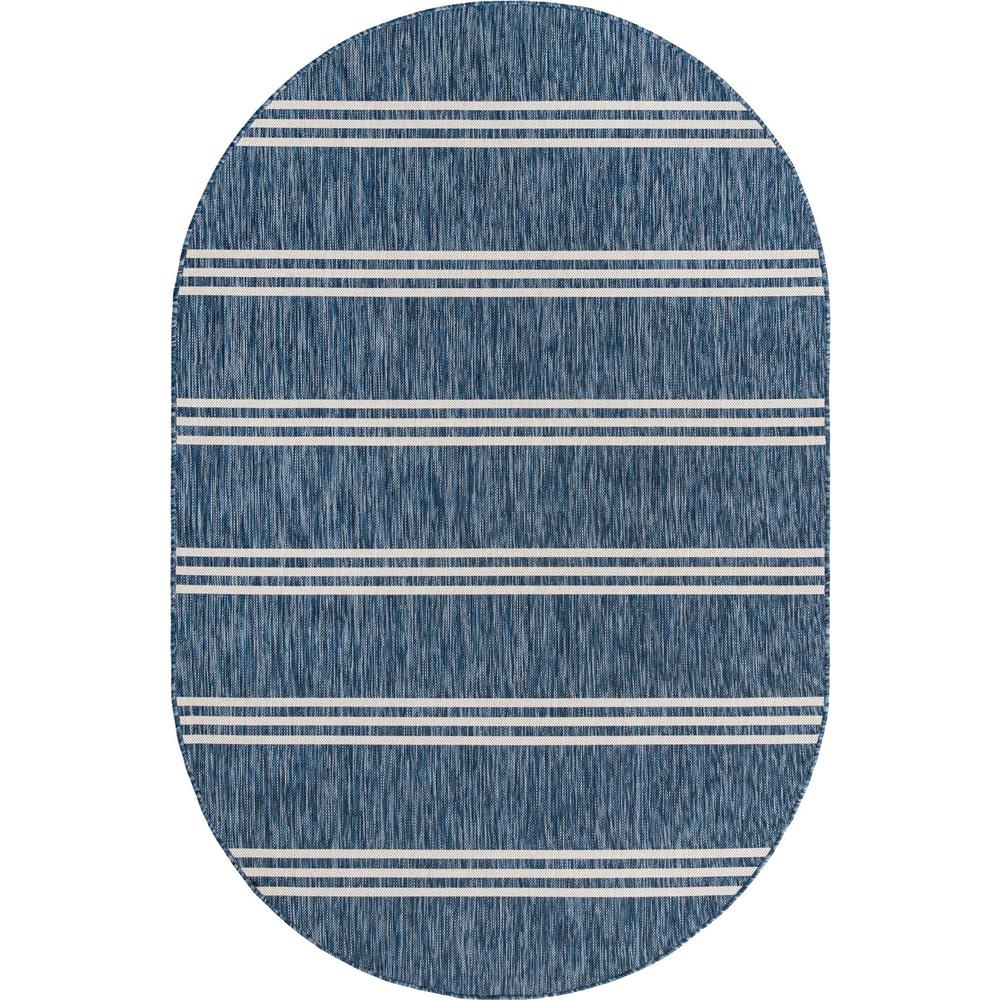 Jill Zarin Outdoor Anguilla Area Rug 5' 0" x 8' 0", Oval Blue. Picture 1