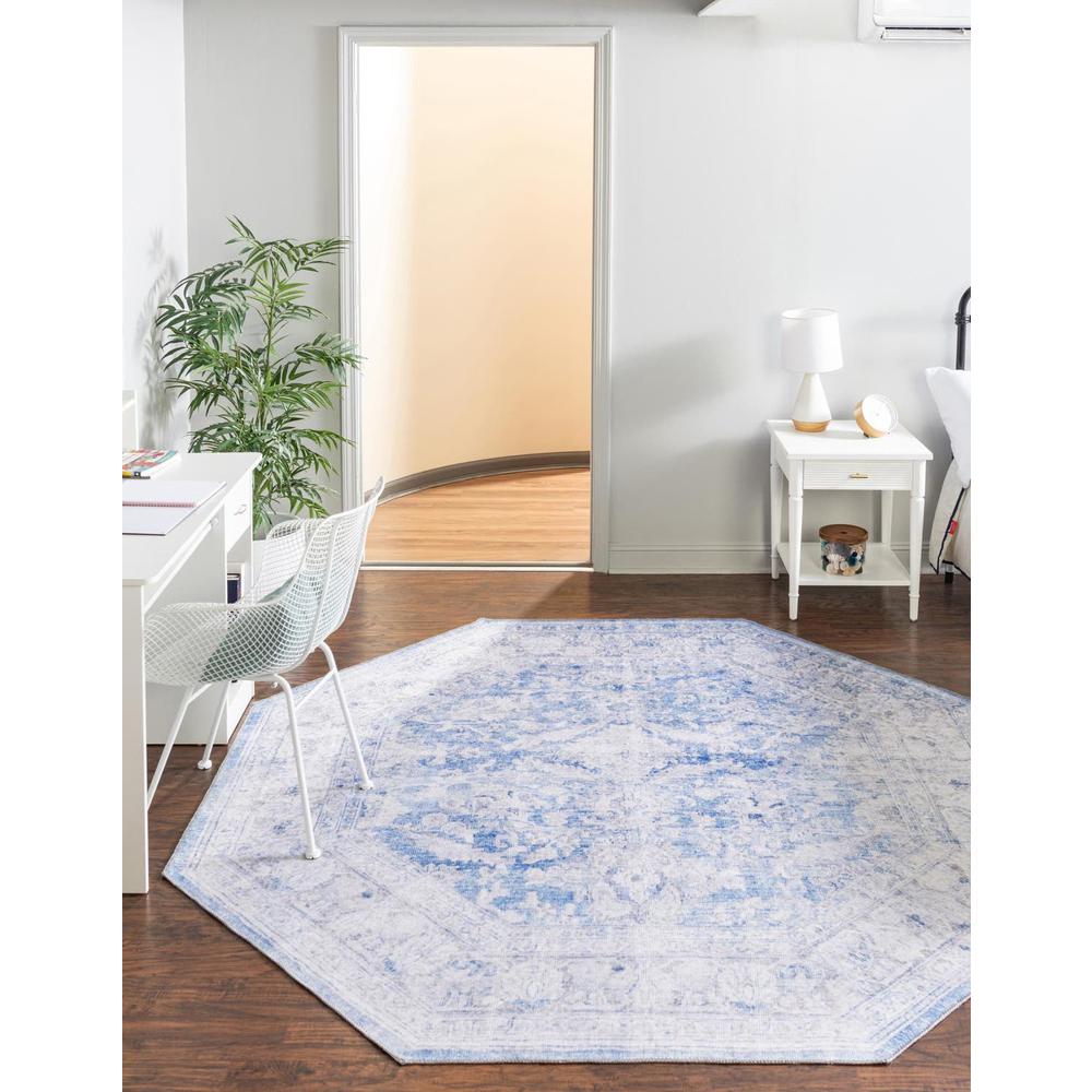 Unique Loom 7 Ft Octagon Rug in Blue (3161310). Picture 1