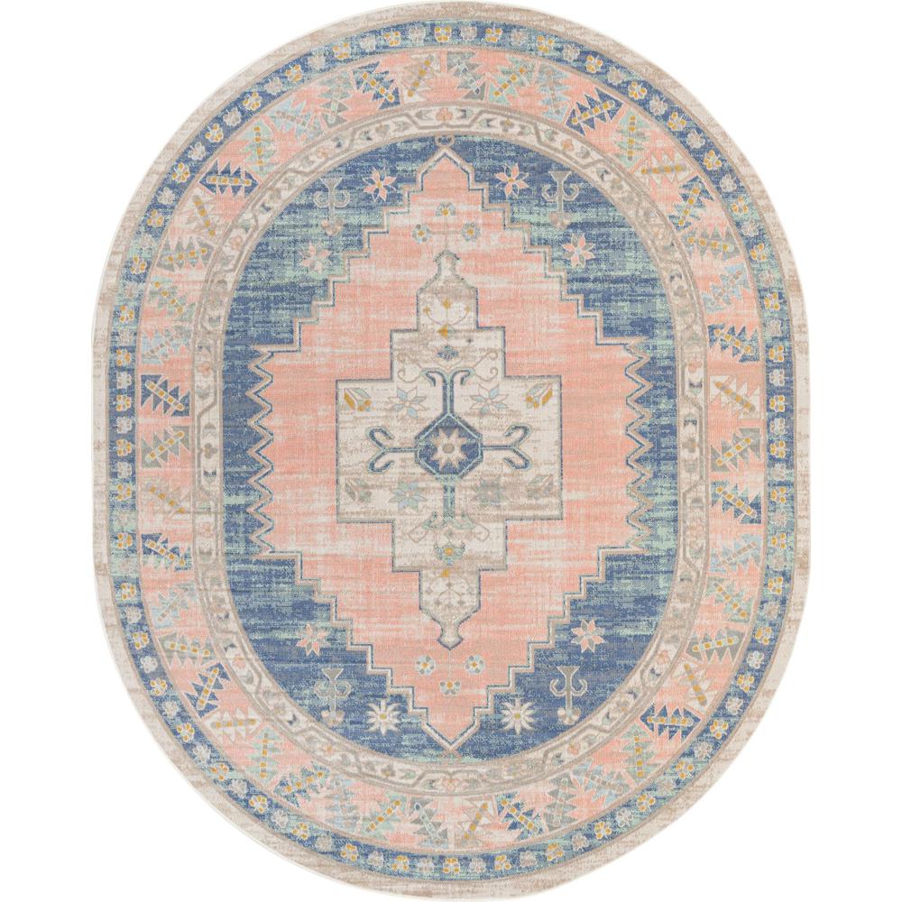 Unique Loom 8x10 Oval Rug in French Blue (3154920). Picture 1