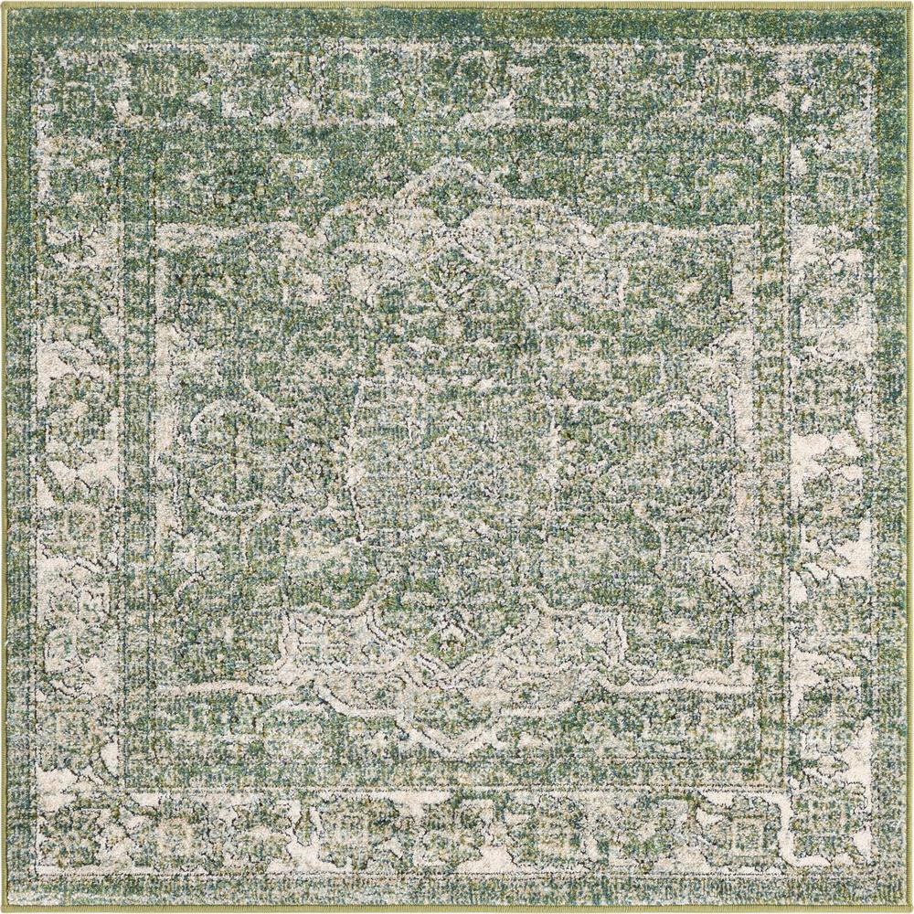 Unique Loom 4 Ft Square Rug in Green (3161858). Picture 1