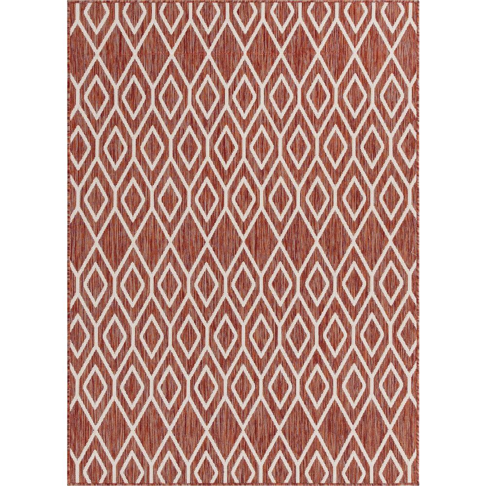 Jill Zarin Outdoor Turks and Caicos Area Rug 5' 3" x 8' 0", Rectangular Rust Red. Picture 1