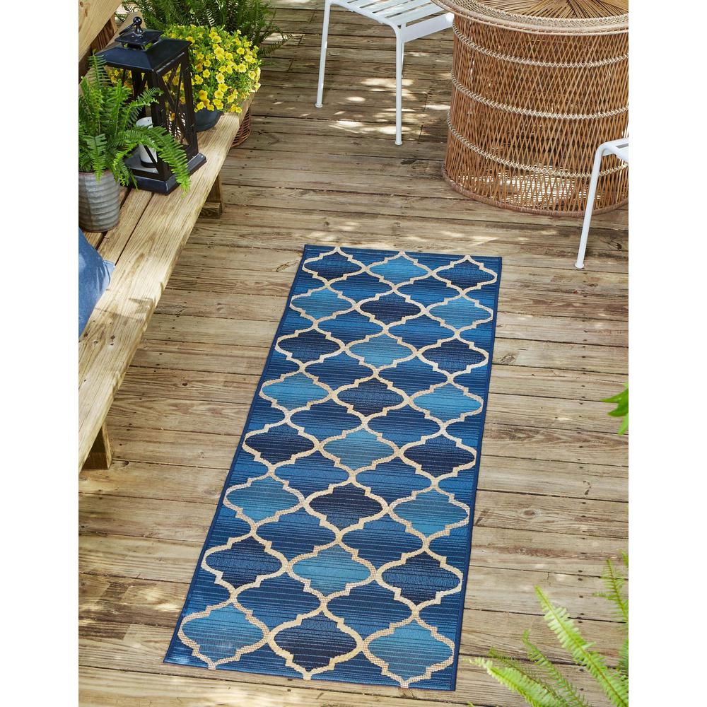 Outdoor Trellis Collection, Area Rug, Blue, 2' 7" x 5' 3", Runner. Picture 2