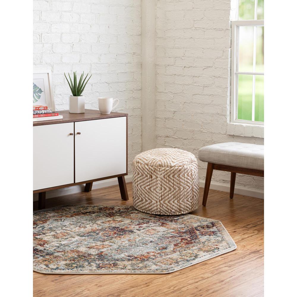 Unique Loom 5 Ft Octagon Rug in Ivory (3161761). Picture 3