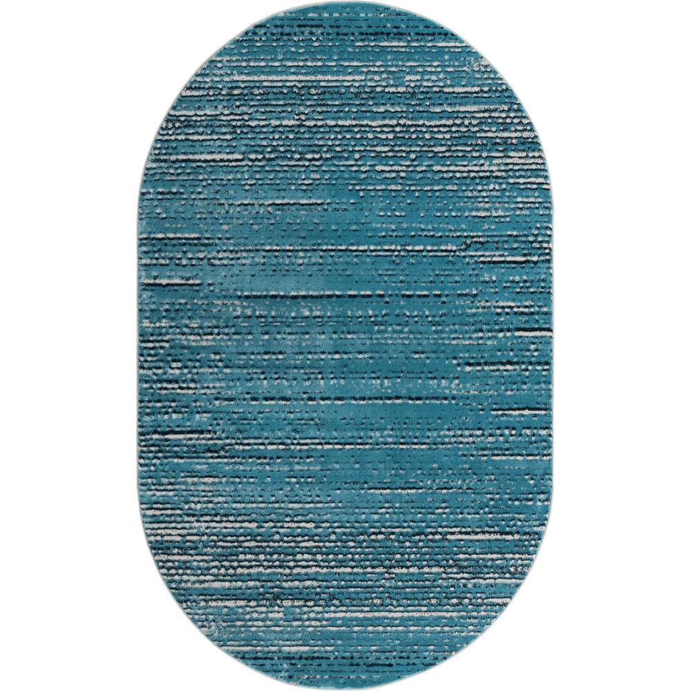Unique Loom 5x8 Oval Rug in Blue (3154252). Picture 1