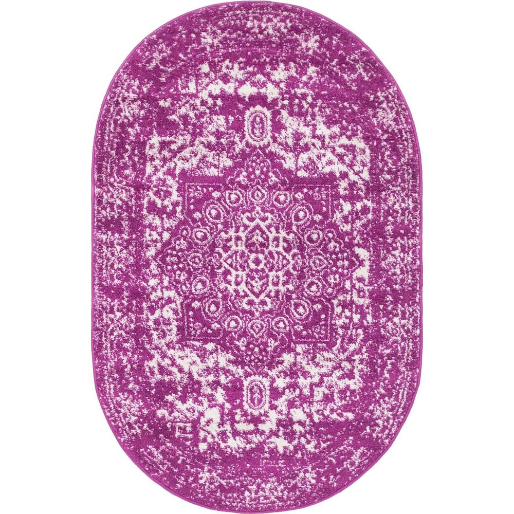 Unique Loom 3x5 Oval Rug in Purple (3150482). Picture 1