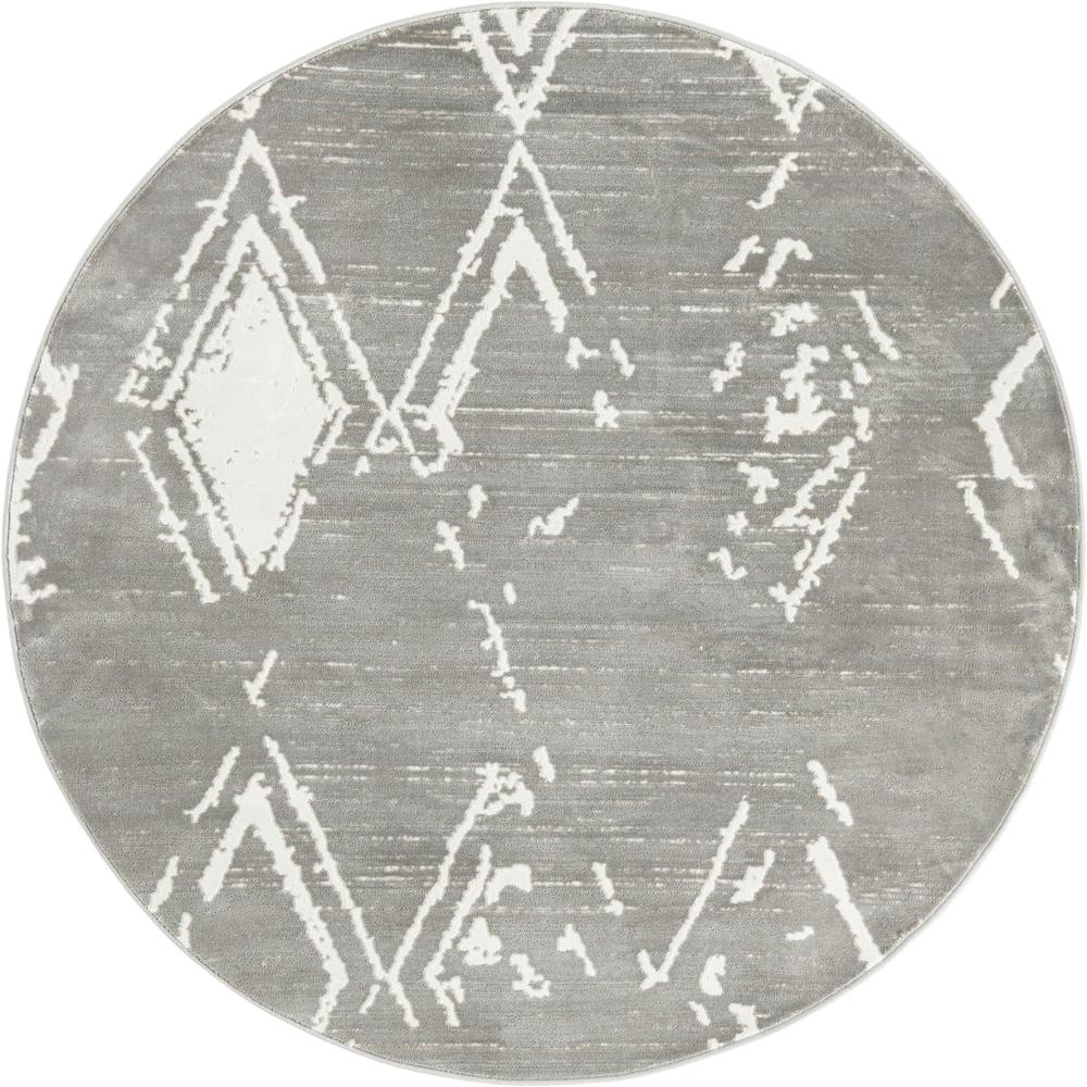 Uptown Carnegie Hill Area Rug 5' 3" x 5' 3", Round Gray. Picture 1