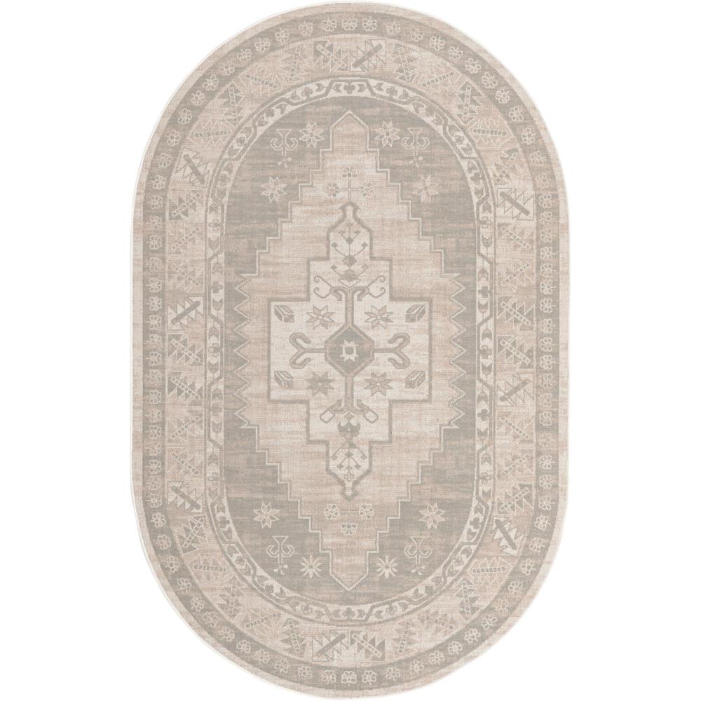 Unique Loom 5x8 Oval Rug in Cloud Gray (3154979). The main picture.