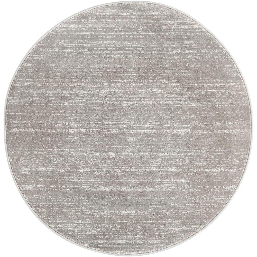Uptown Madison Avenue Area Rug 3' 3" x 3' 3", Round Gray. Picture 1