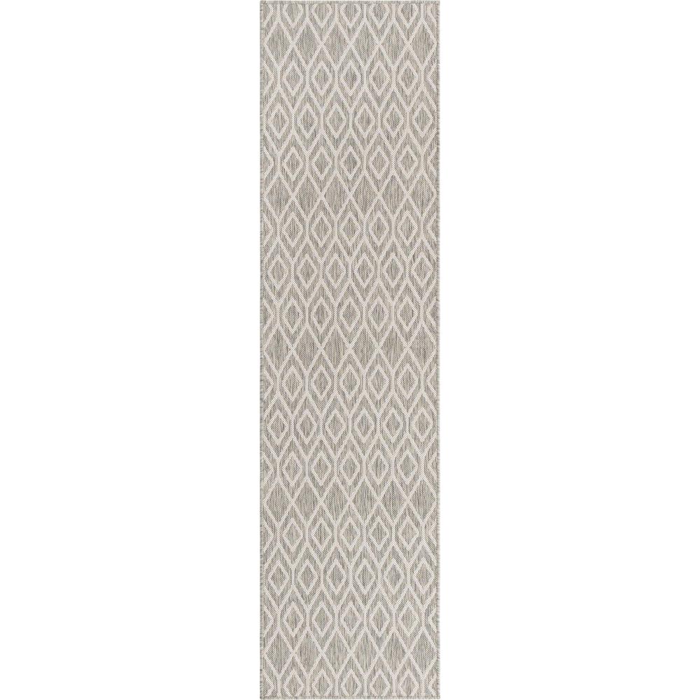 Jill Zarin Outdoor Turks and Caicos Area Rug 2' 0" x 8' 0", Runner Gray Cream. Picture 1