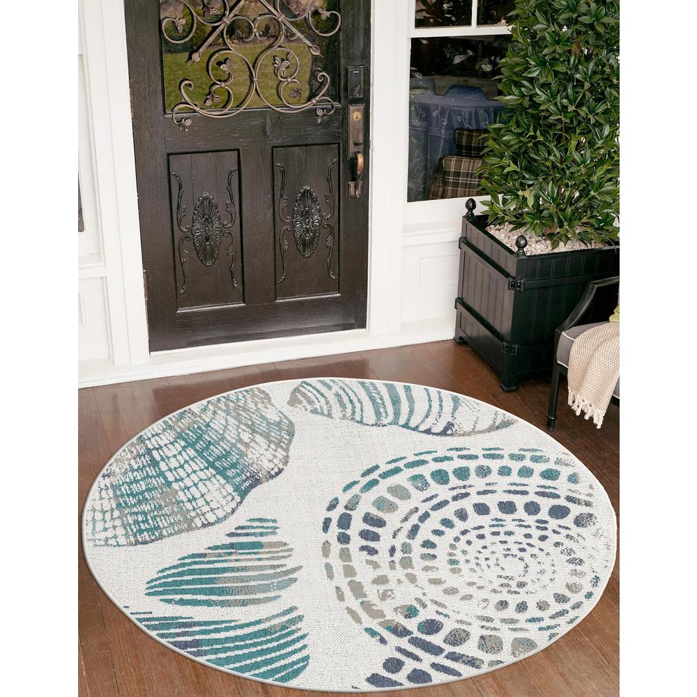 Unique Loom 7 Ft Round Rug in Ivory (3157805). Picture 1