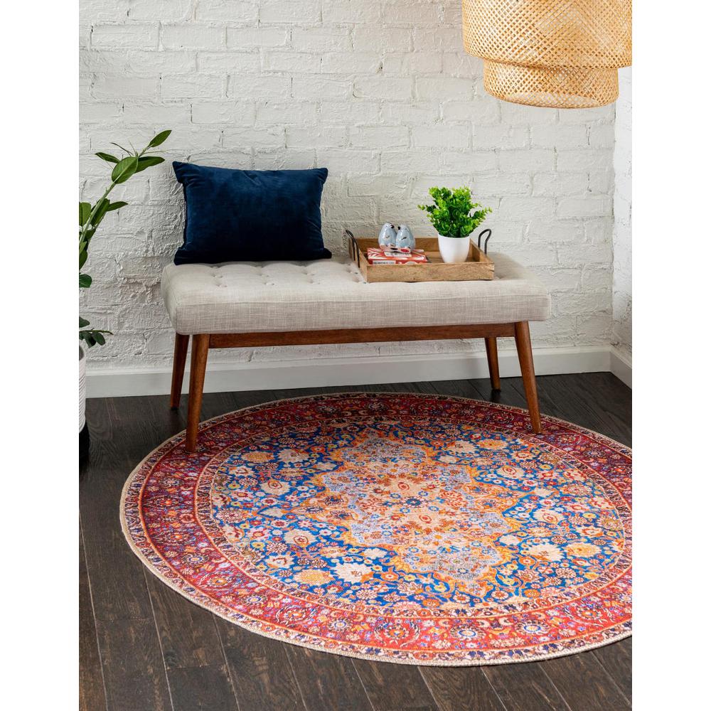 Unique Loom 7 Ft Round Rug in Navy Blue (3161195). Picture 1
