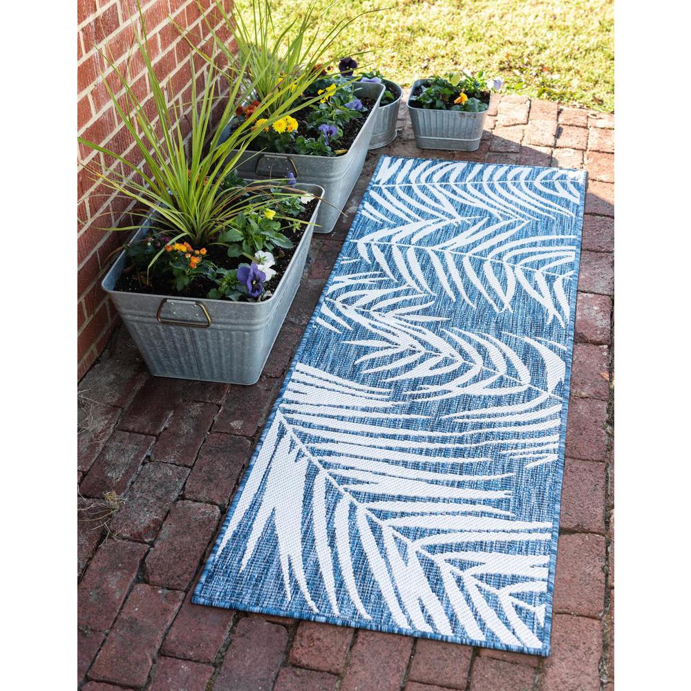 Outdoor Palm Rug, Navy Blue/Ivory (2' 0 x 6' 0). Picture 1