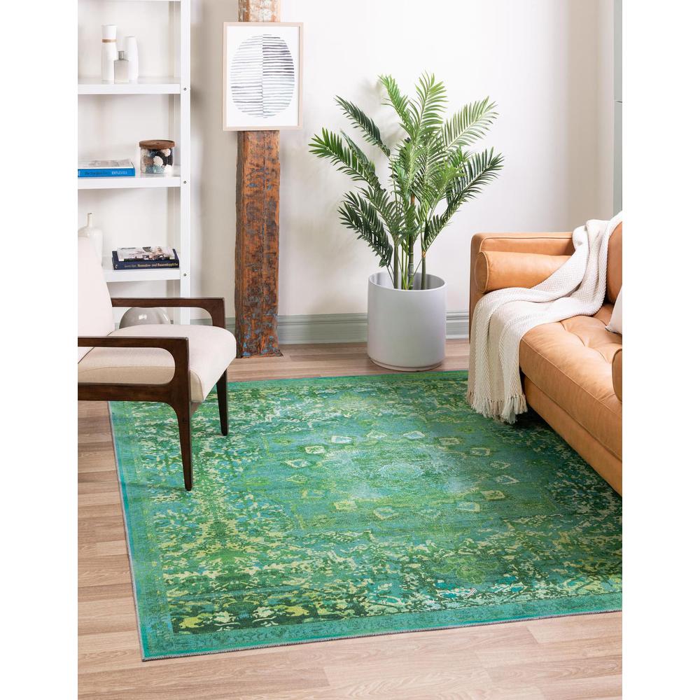 Unique Loom 7 Ft Square Rug in Green (3166858). Picture 1