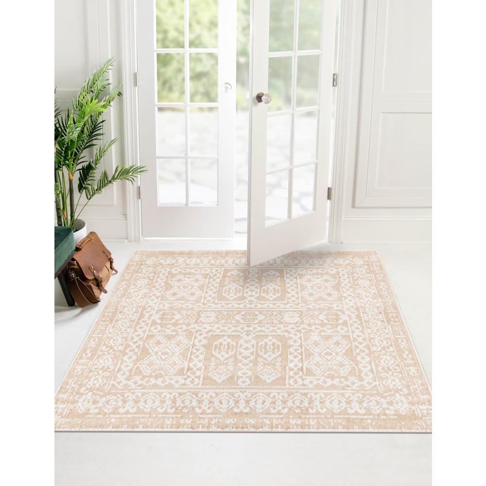 Unique Loom 8 Ft Square Rug in Beige (3155432). The main picture.