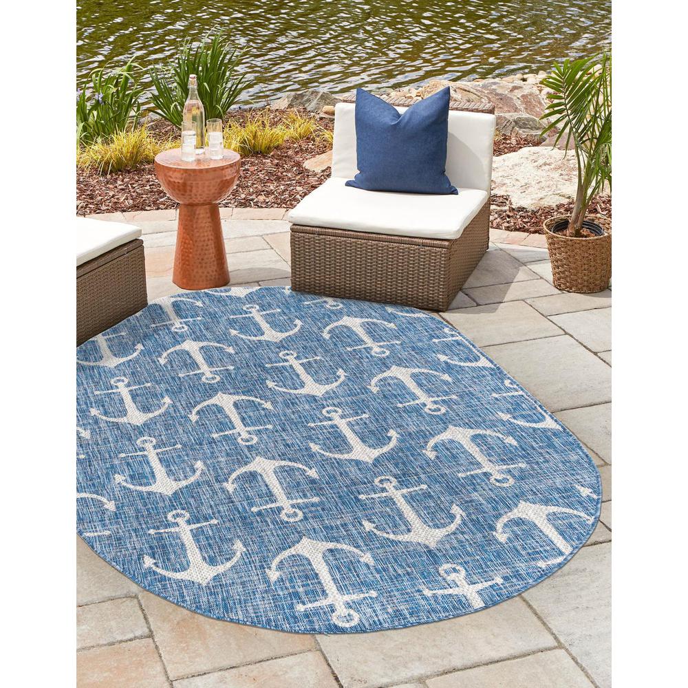 Unique Loom 8x10 Oval Rug in Blue (3162763). Picture 1