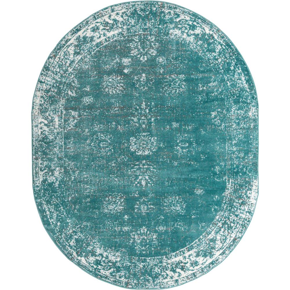 Unique Loom 8x10 Oval Rug in Turquoise (3160289). Picture 1