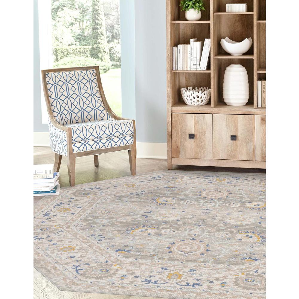 Unique Loom 7 Ft Octagon Rug in Cloud Gray (3155048). Picture 1