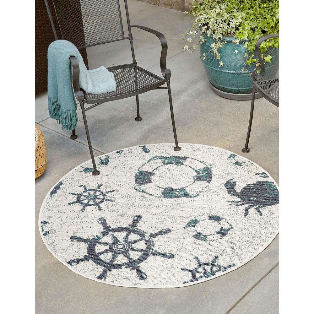 Unique Loom 7 Ft Round Rug in Ivory (3157765). Picture 1