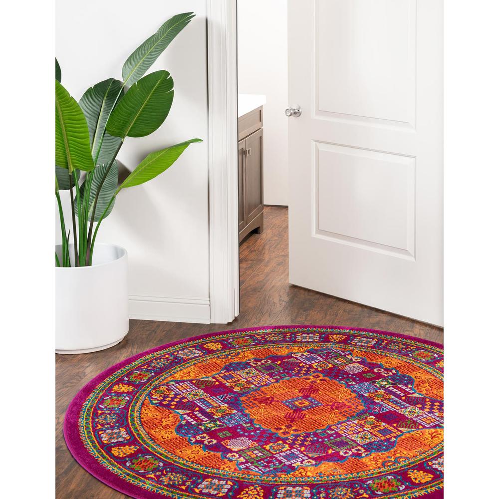 Unique Loom 5 Ft Round Rug in Fuchsia (3161154). The main picture.