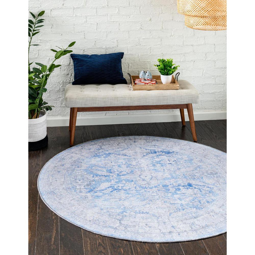 Unique Loom 3 Ft Round Rug in Blue (3161305). Picture 1