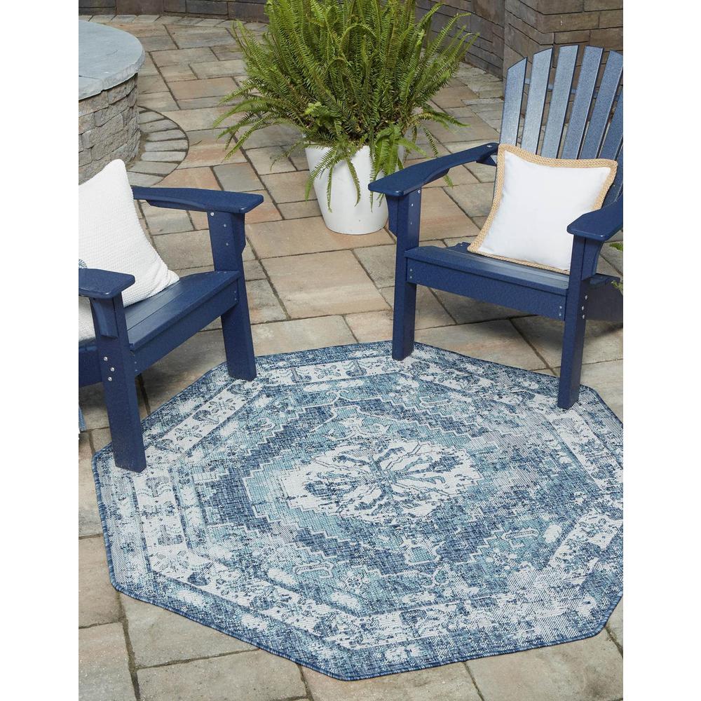 Unique Loom 8 Ft Octagon Rug in Blue (3163223). Picture 1