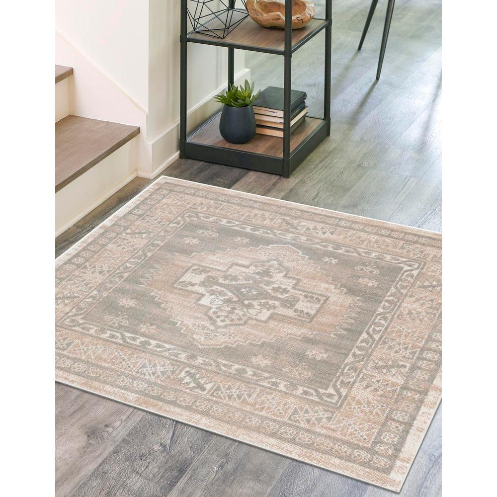 Unique Loom 8 Ft Square Rug in Cloud Gray (3154975). Picture 1