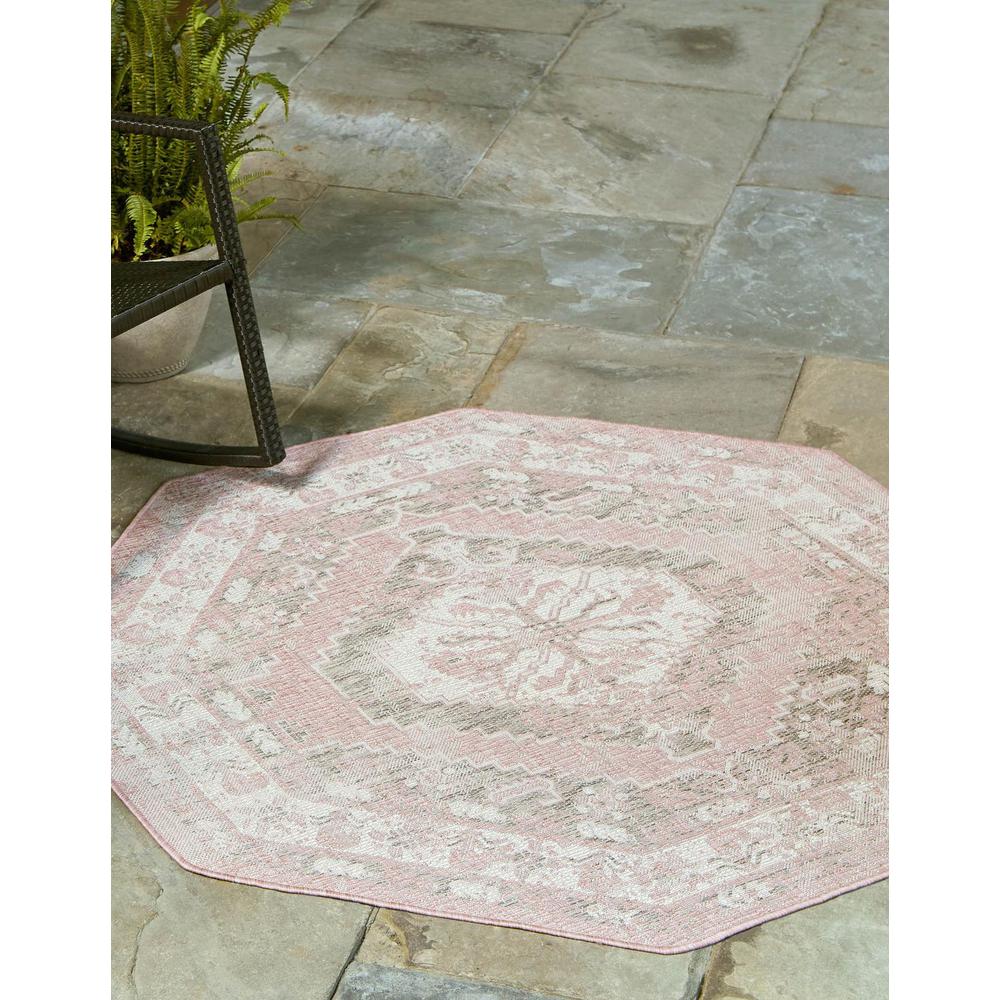 Unique Loom 8 Ft Octagon Rug in Pink (3163277). Picture 1