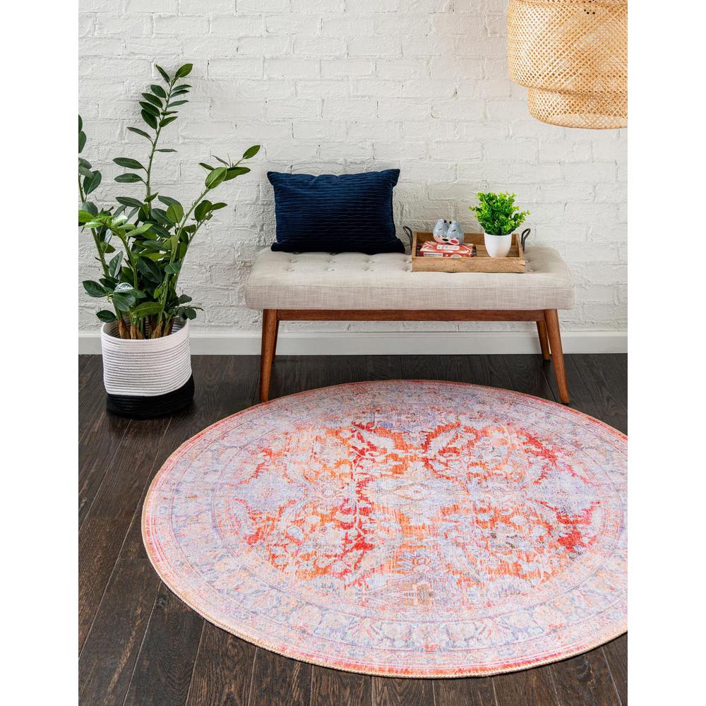Unique Loom 3 Ft Round Rug in Rust Red (3161277). Picture 1
