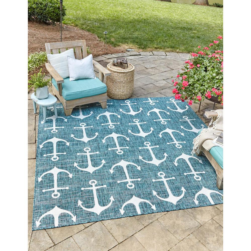 Unique Loom 8 Ft Square Rug in Teal (3162788). Picture 1