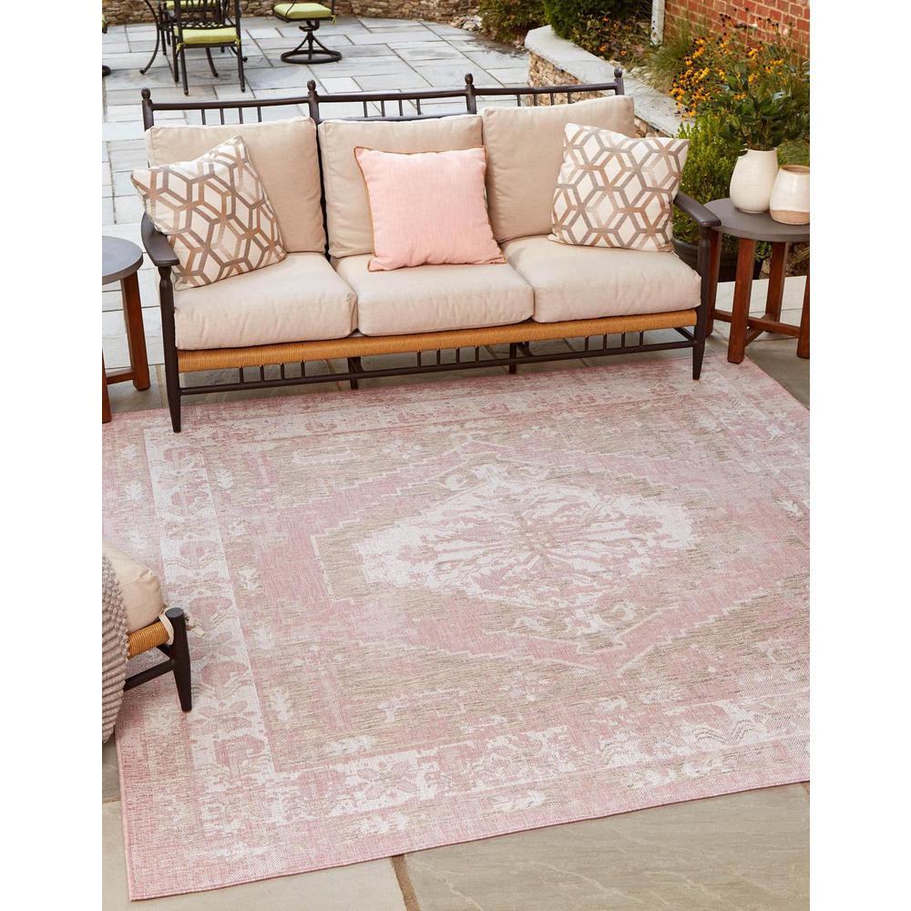 Unique Loom 5 Ft Square Rug in Pink (3163273). Picture 1