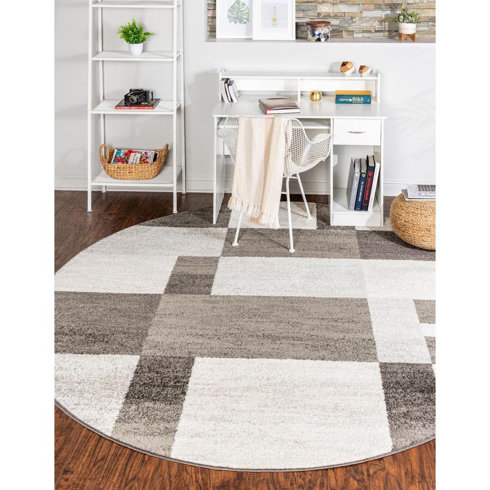 Unique Loom 8 Ft Round Rug in Gray (3164334). Picture 1