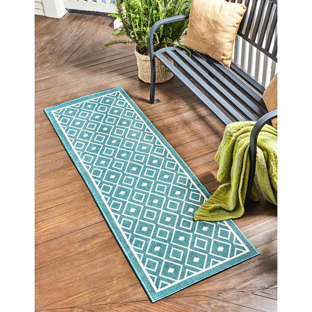Unique Loom 8 Ft Runner in Teal (3157944). Picture 1