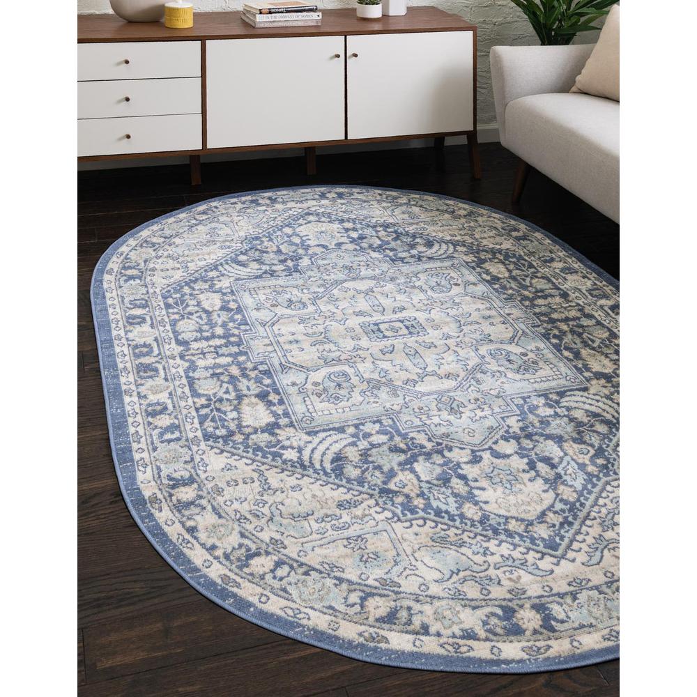 Unique Loom 3x5 Oval Rug in French Blue (3154820). Picture 1