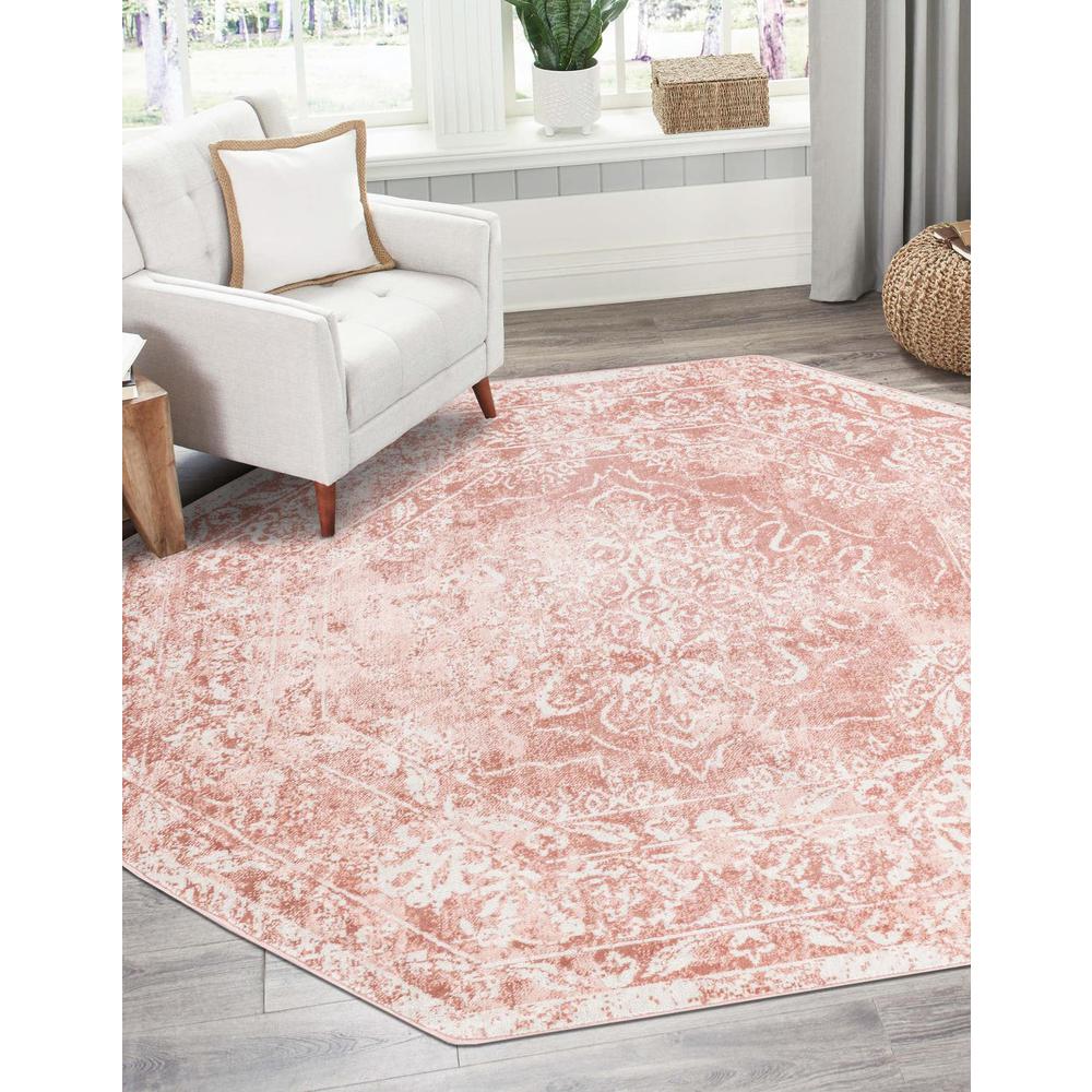 Unique Loom 7 Ft Octagon Rug in Pink (3155675). Picture 1
