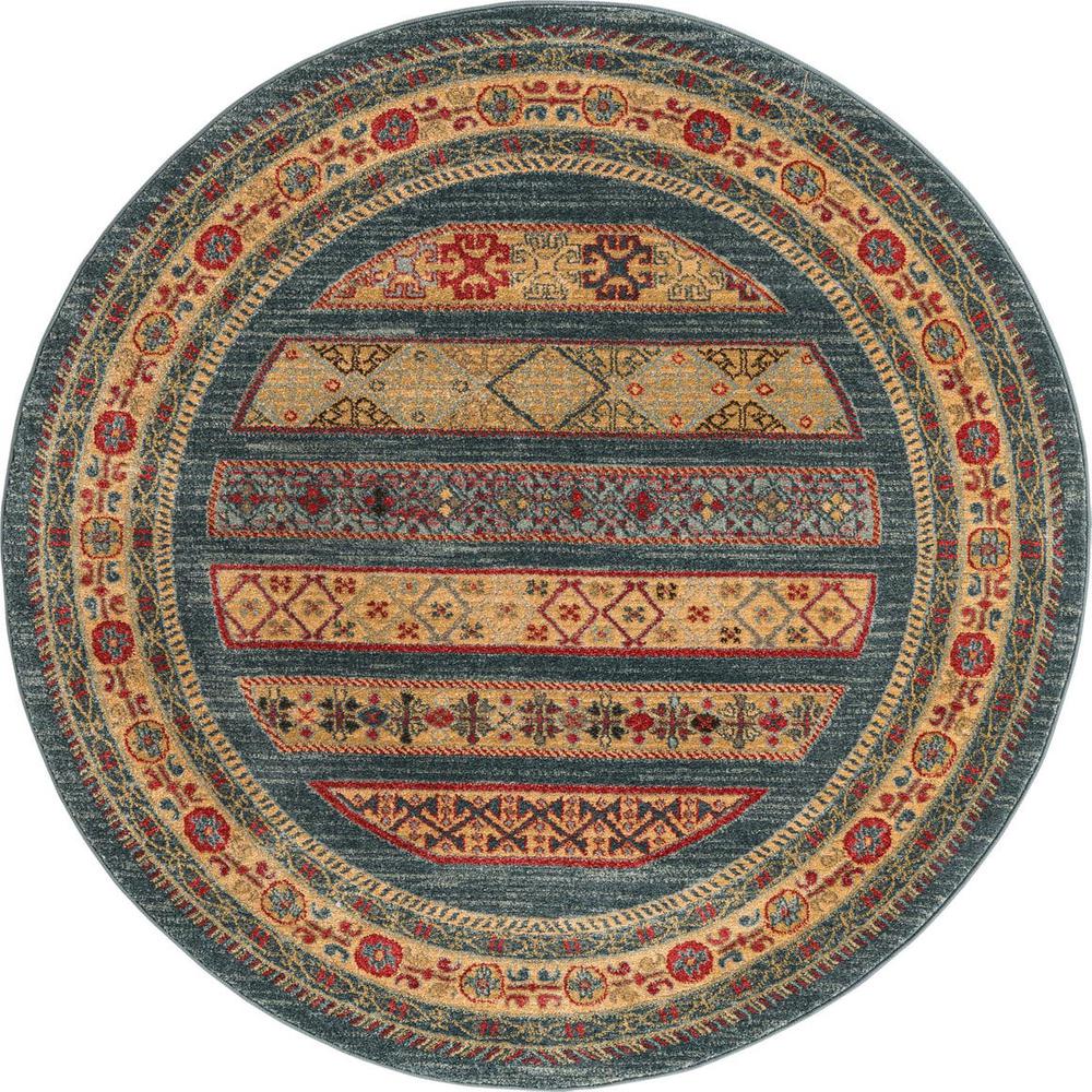 Unique Loom 5 Ft Round Rug in Blue (3158286). Picture 1