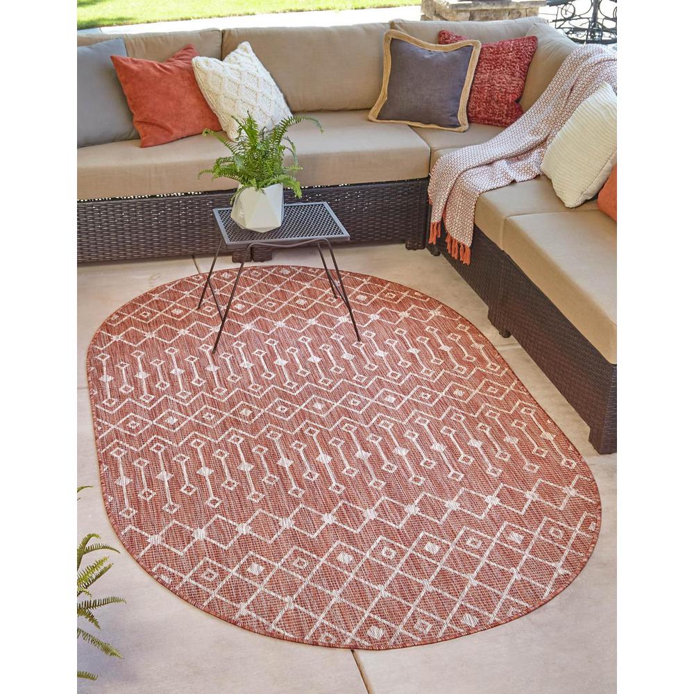 Unique Loom 5x8 Oval Rug in Rust Red (3159552)