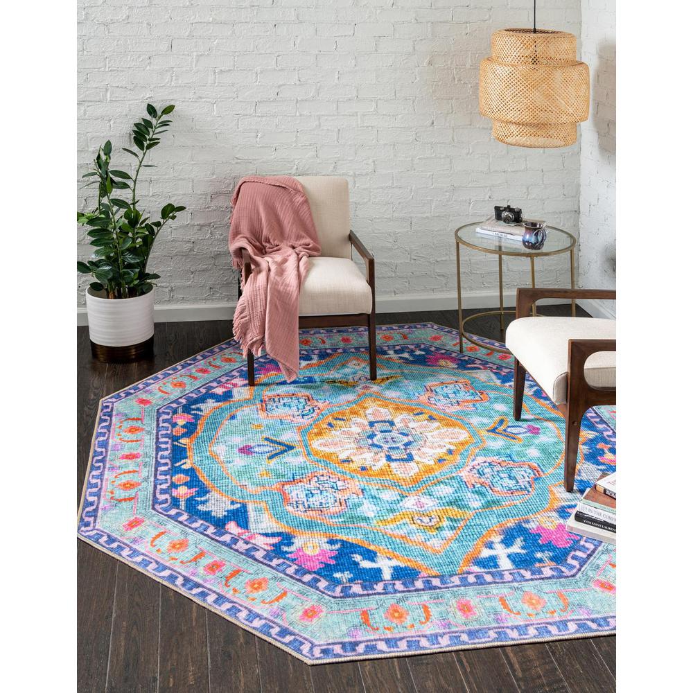 Unique Loom 7 Ft Octagon Rug in Blue (3161408). Picture 1